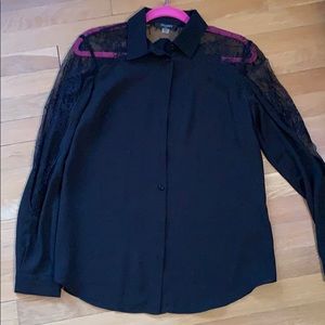 Tahari black long sleeve blouse